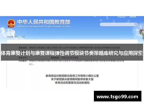 体育康复计划与康复课程弹性调节模块节奏策略库研究与应用探索
